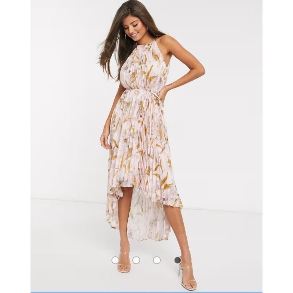 Ted Baker London  Dixxie high-low pleated floral midi dress